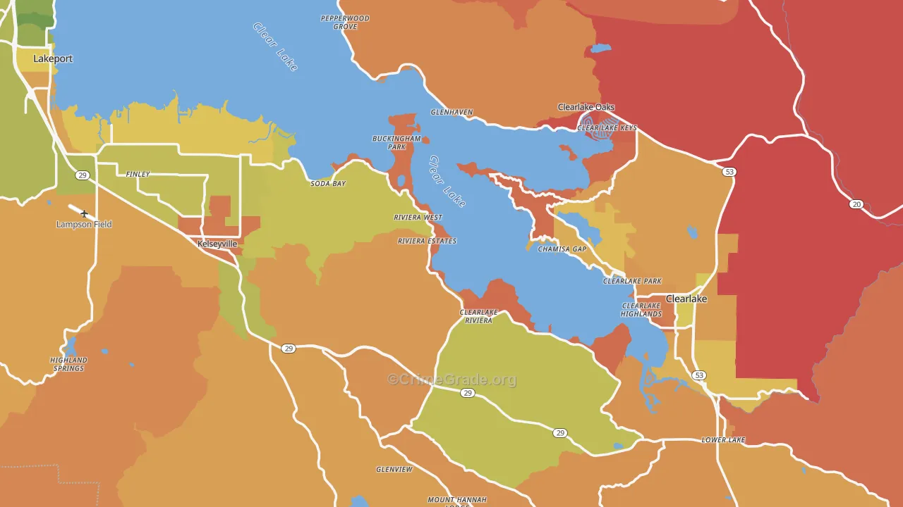 Lake County, CA Map of Murder Rates