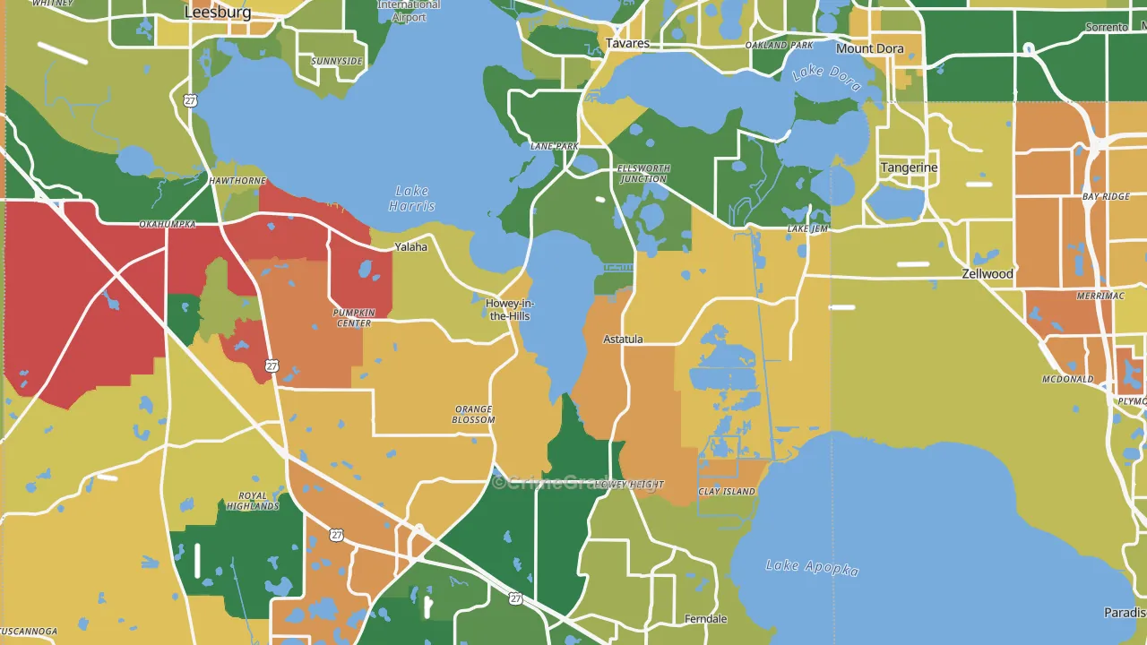 Lake County, FL Map of Murder Rates