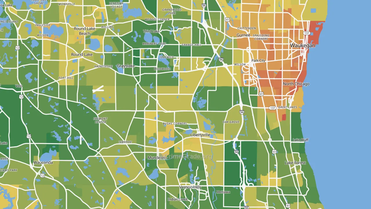 Lake County, IL Map of Murder Rates
