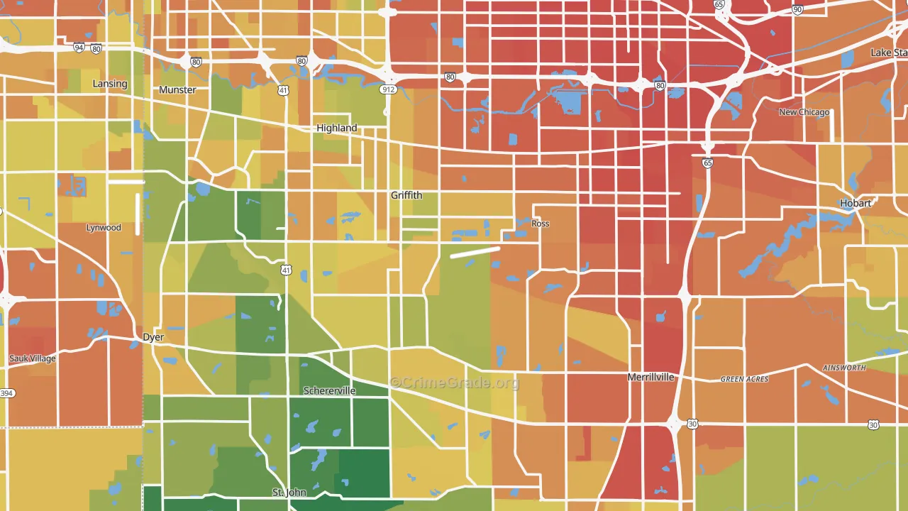 Lake County, IN Map of Murder Rates
