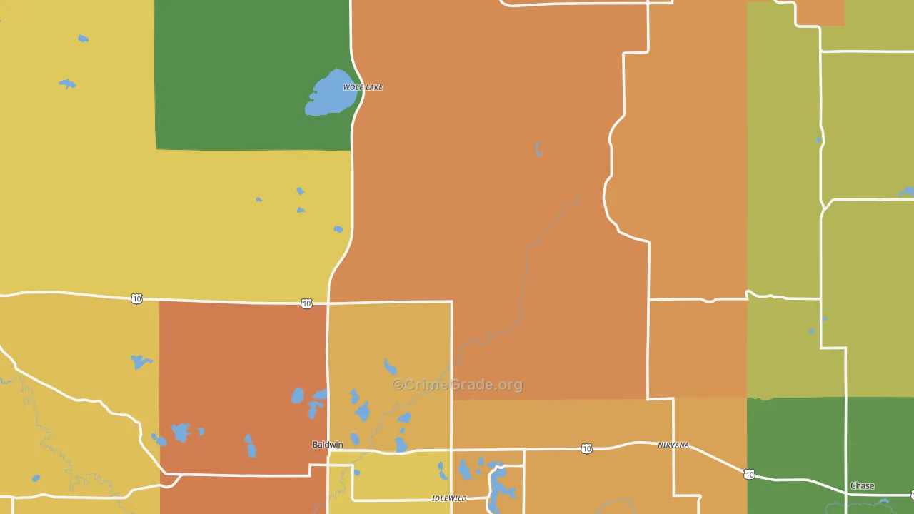 Lake County, MI Map of Murder Rates
