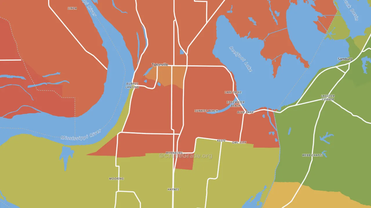 Lake County, TN Map of Murder Rates