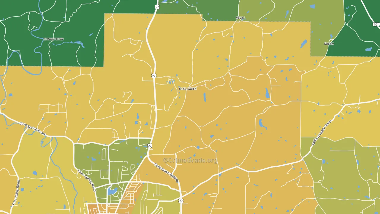 Lake Creek, GA Map of Murder Rates