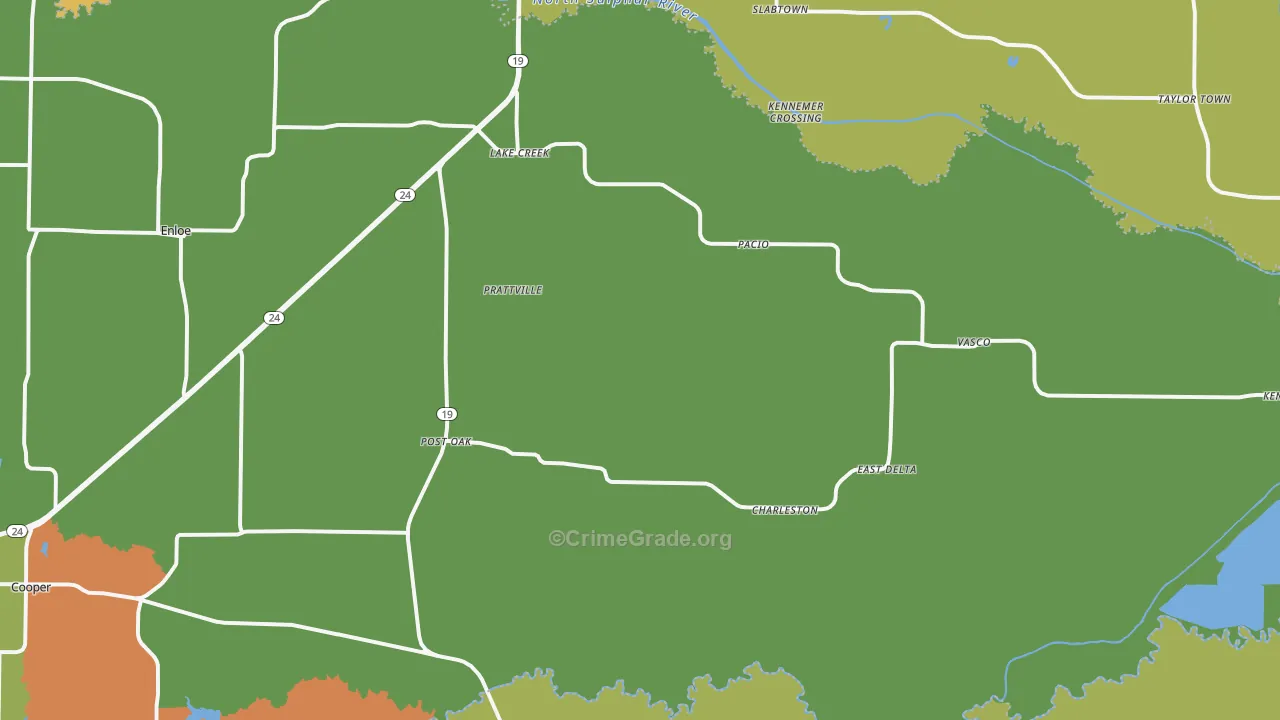 Lake Creek, TX Map of Murder Rates