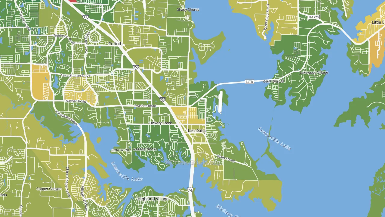 Lake Dallas, TX Map of Murder Rates