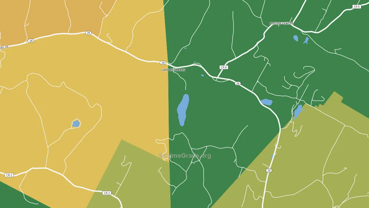 Lake Delaware, NY Map of Murder Rates