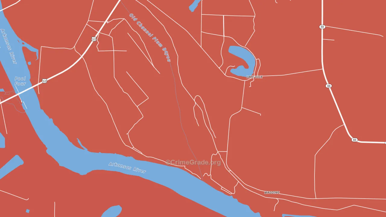 Lake Dick, AR Map of Murder Rates