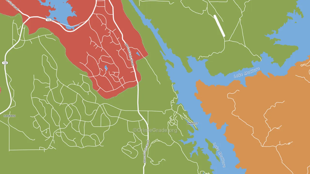 Lake Don Pedro, CA Map of Murder Rates