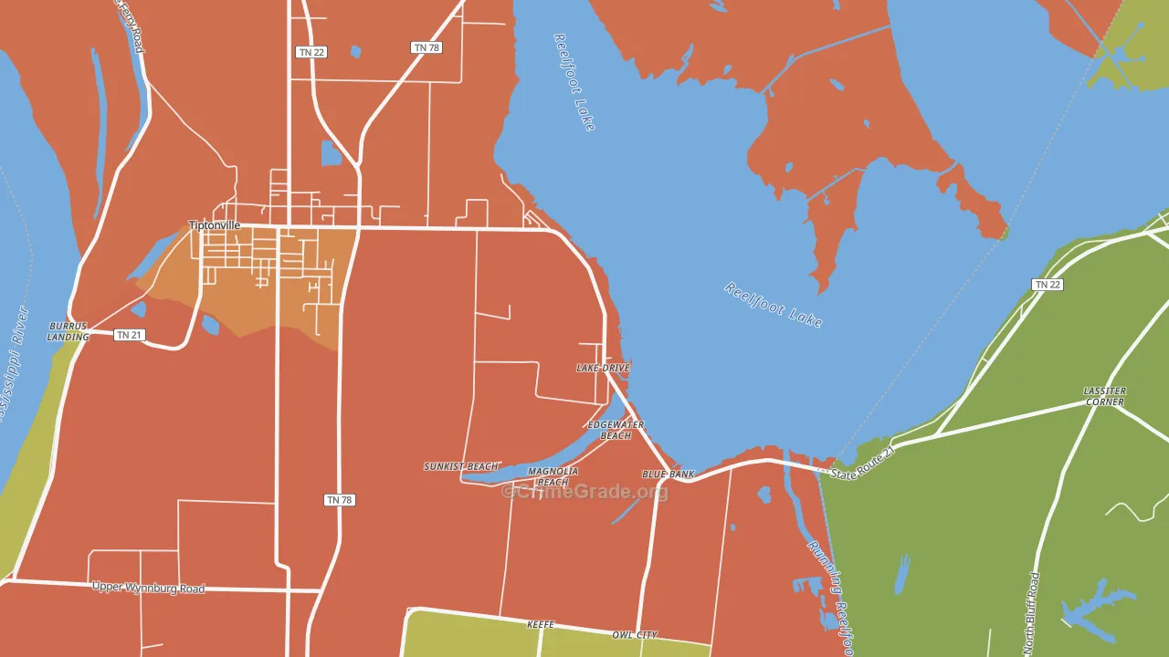 Lake Drive, TN Map of Murder Rates