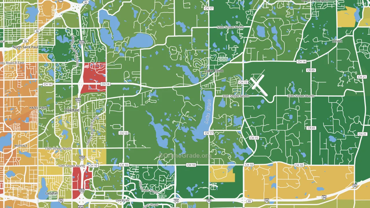 Lake Elmo, MN Map of Murder Rates