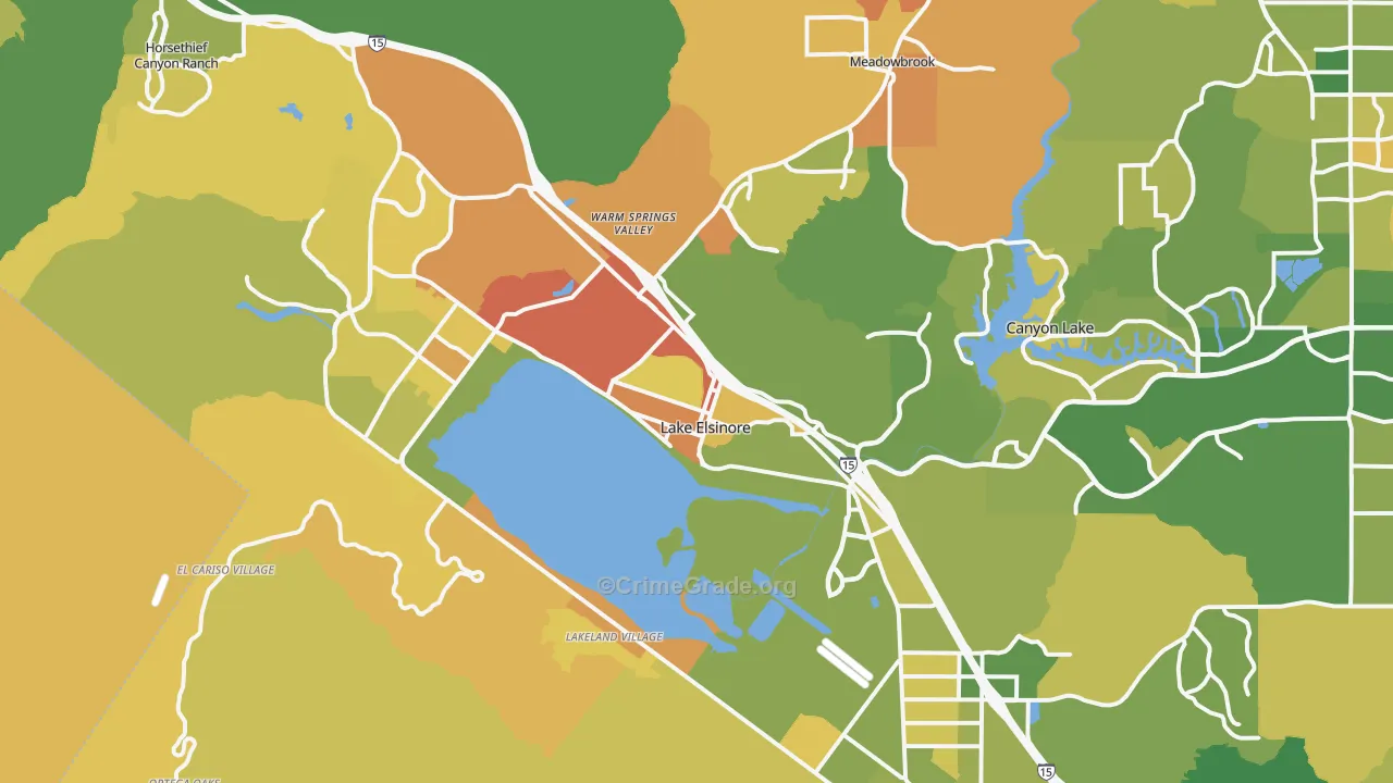 Lake Elsinore, CA Map of Murder Rates