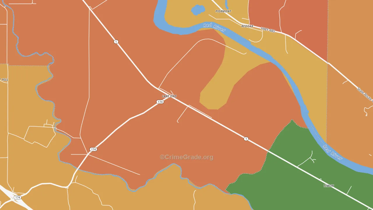 Lake End, LA Map of Murder Rates