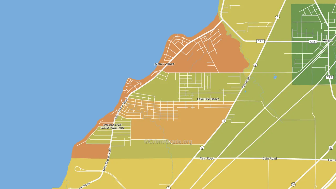 Lake Erie Beach, NY Map of Murder Rates