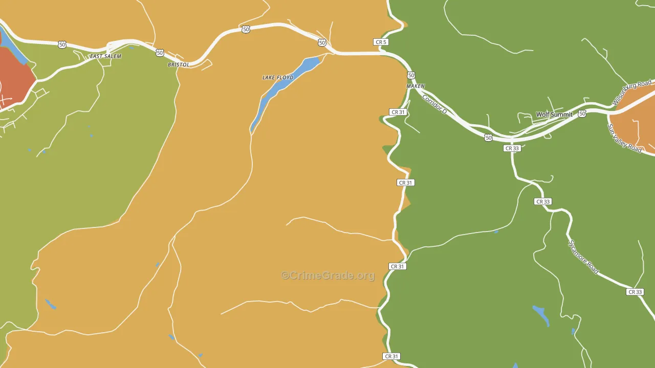 Lake Floyd, WV Map of Murder Rates