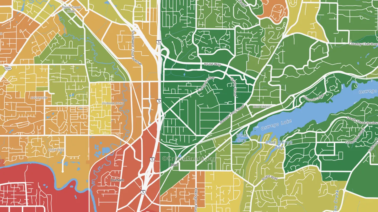 Lake Forest, Lake Oswego, OR Map of Murder Rates