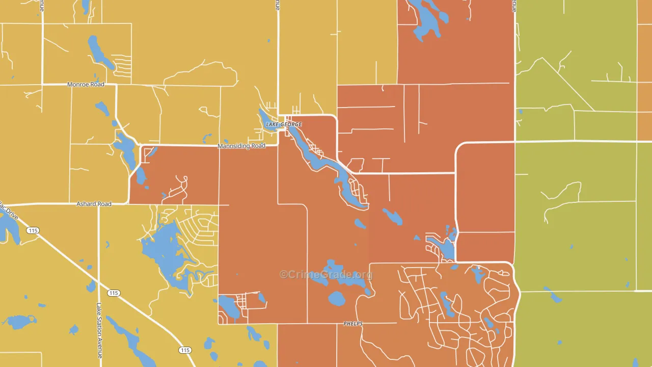 Lake George, MI Map of Murder Rates