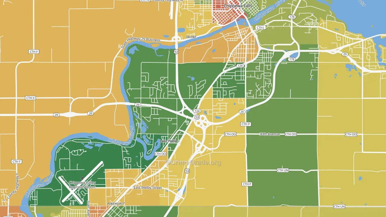 Lake Hallie, WI Map of Murder Rates