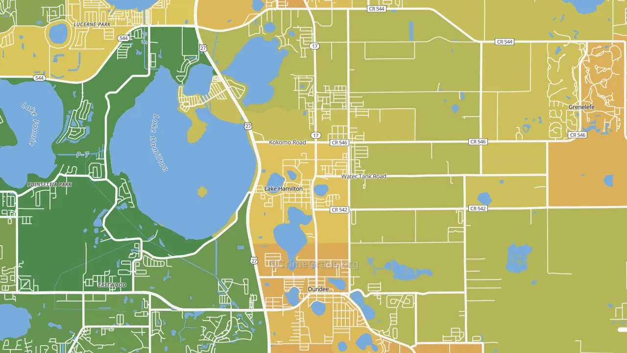 Lake Hamilton, FL Map of Murder Rates