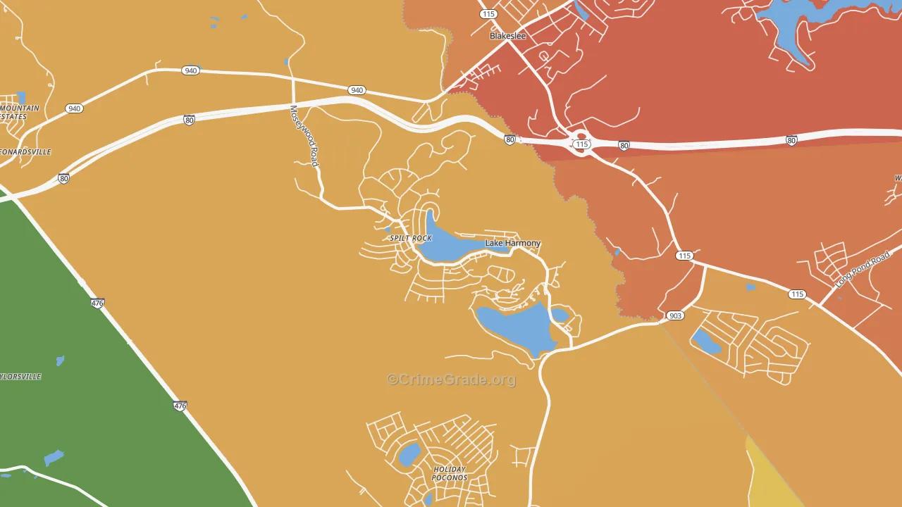 Lake Harmony, PA Map of Murder Rates