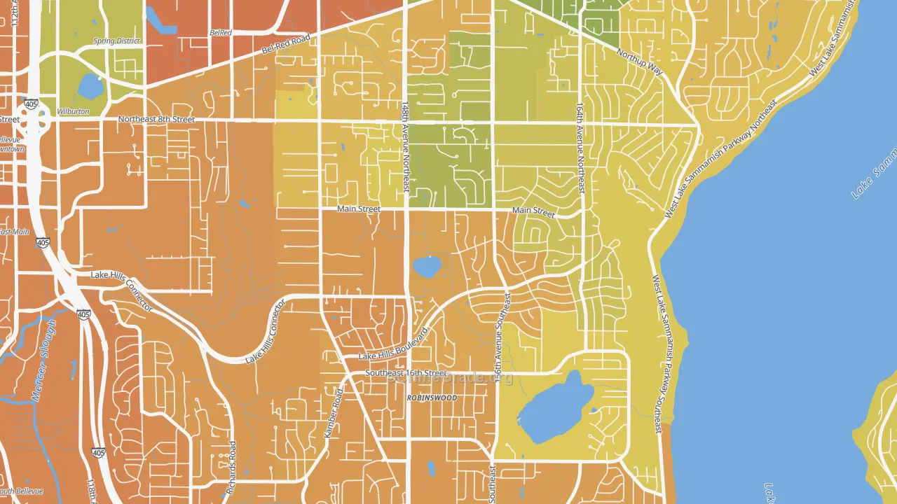 Lake Hills, Bellevue, WA Map of Murder Rates