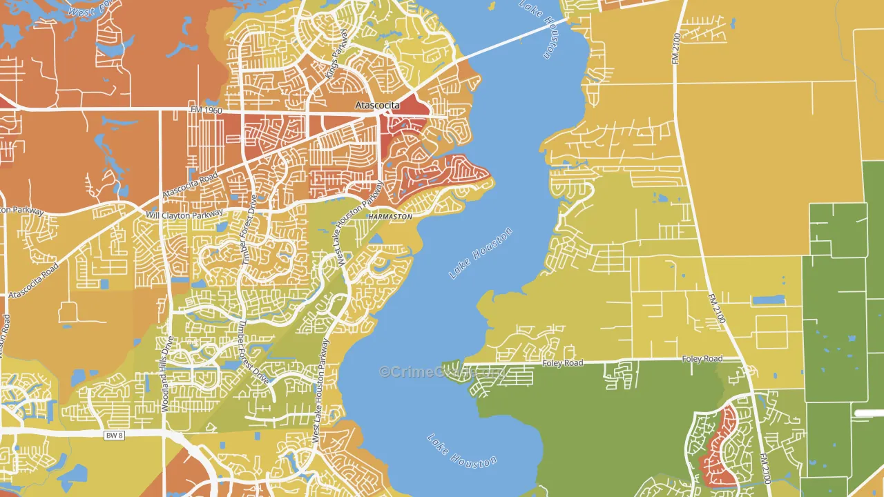 Lake Houston, Houston, TX Map of Murder Rates