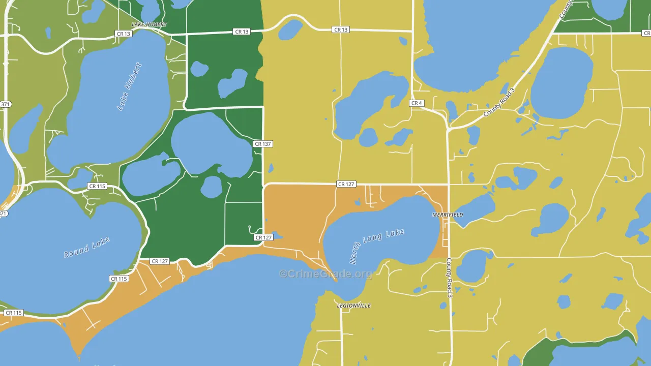 Lake Hubert, MN Map of Murder Rates