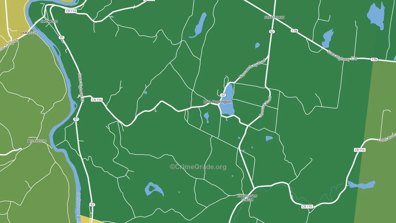 Lake Huntington, NY Map of Murder Rates