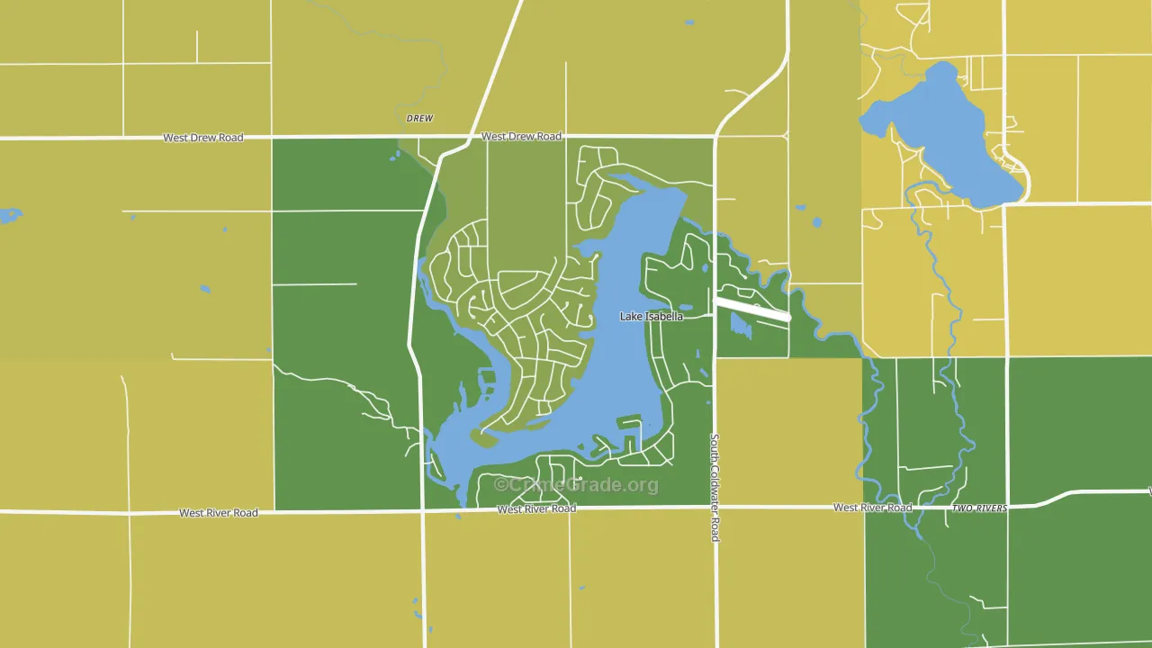 Lake Isabella, MI Map of Murder Rates