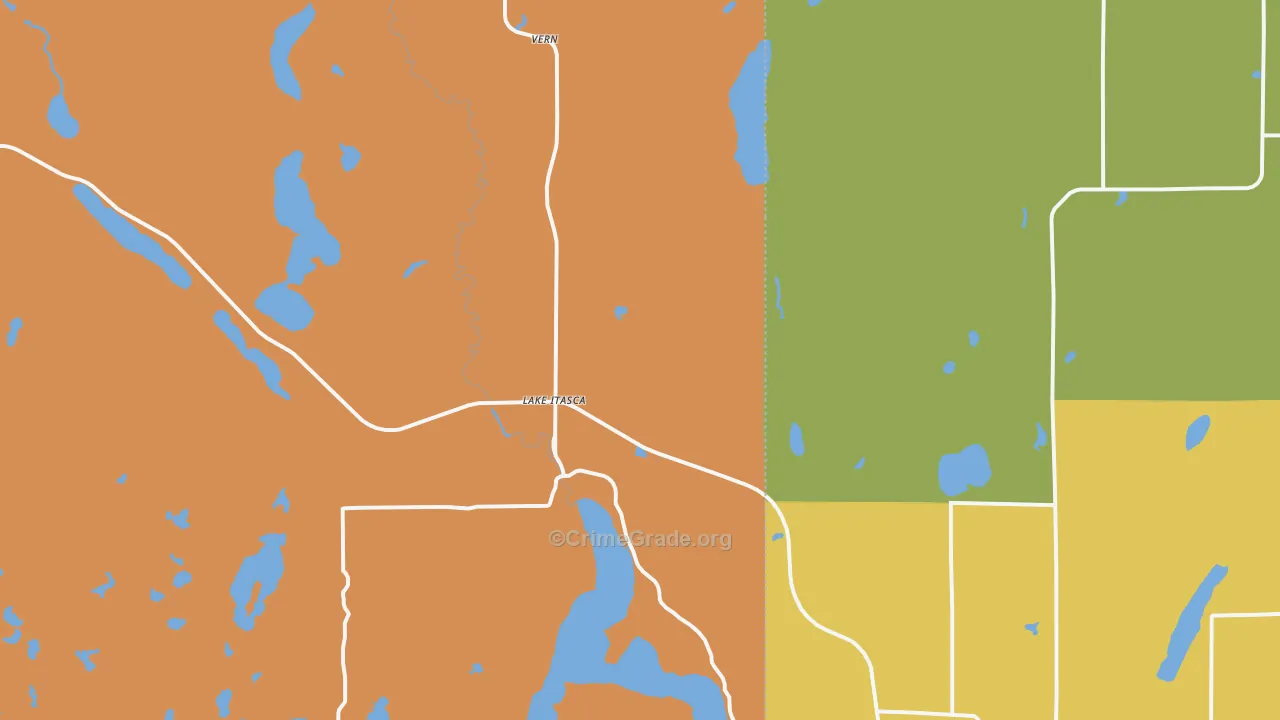 Lake Itasca, MN Map of Murder Rates