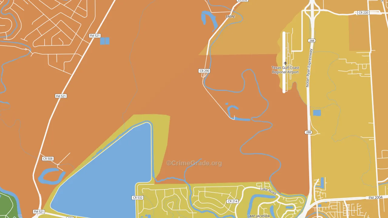 Lake Jackson Farms, TX Map of Murder Rates