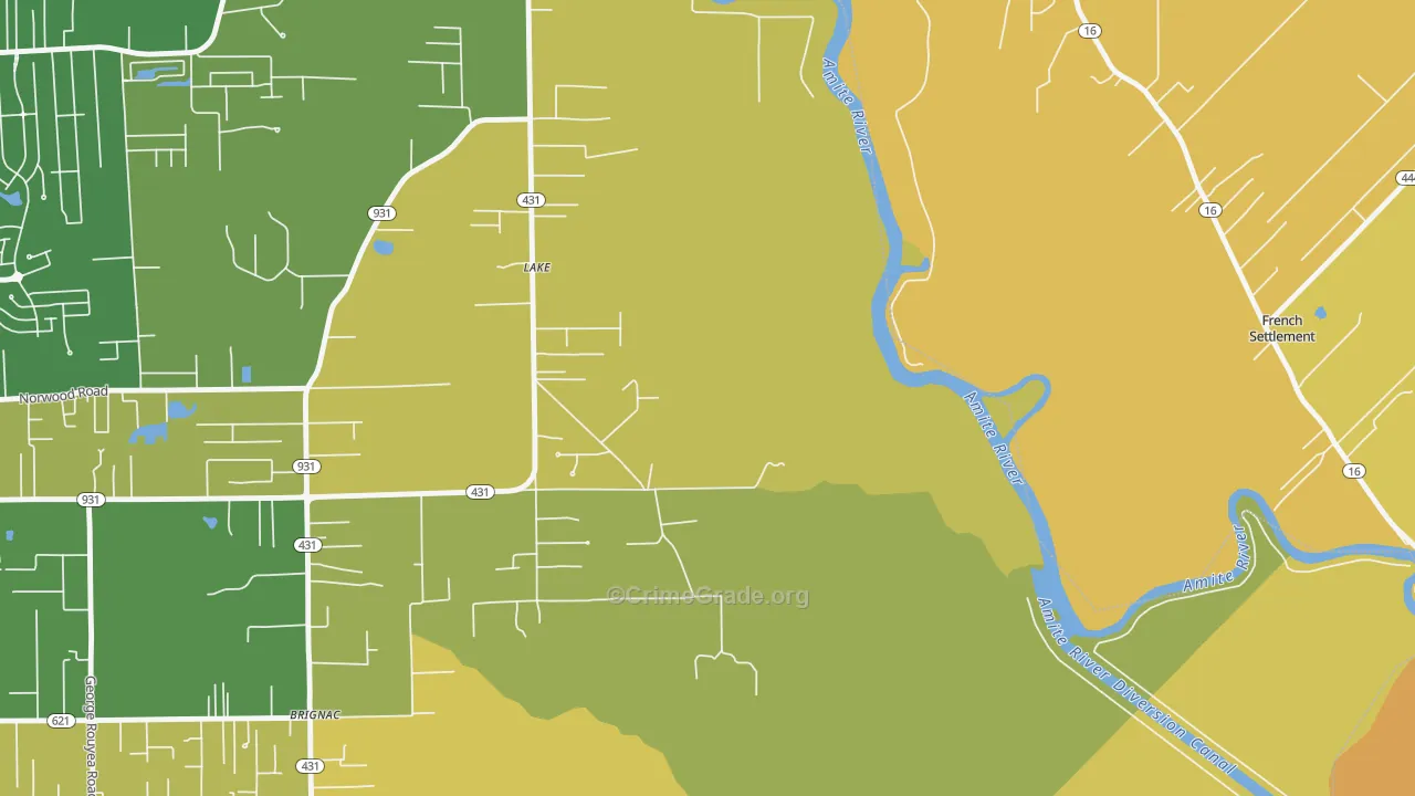Lake, LA Map of Murder Rates