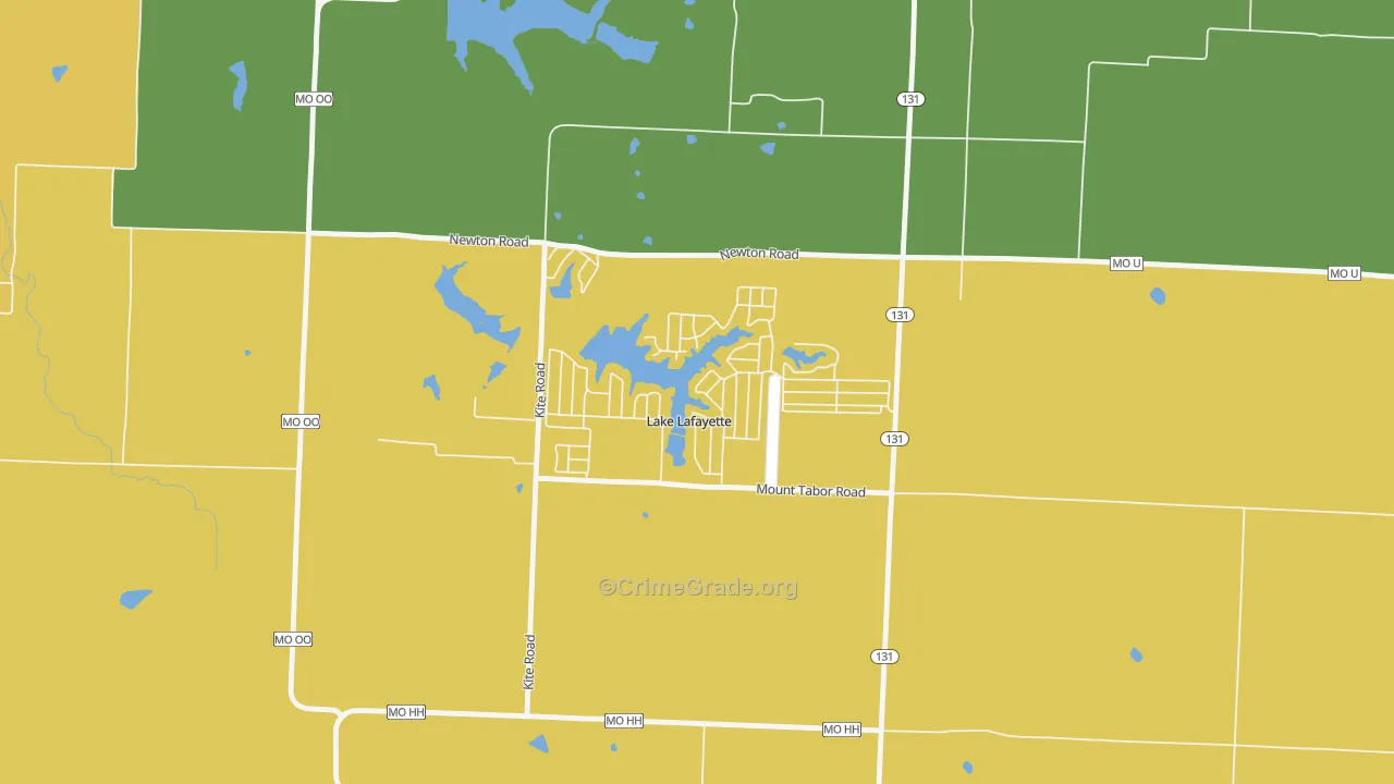 Lake Lafayette, MO Map of Murder Rates