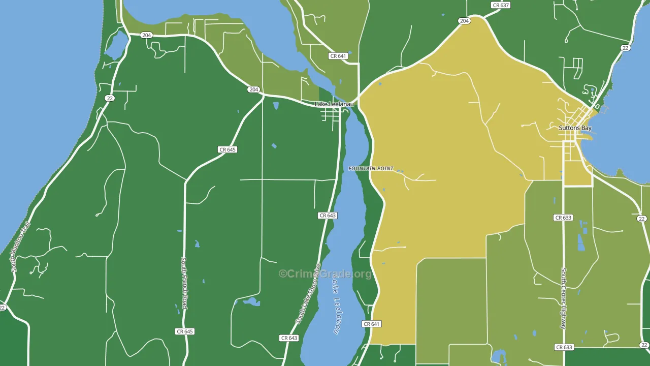 Lake Leelanau, MI Map of Murder Rates