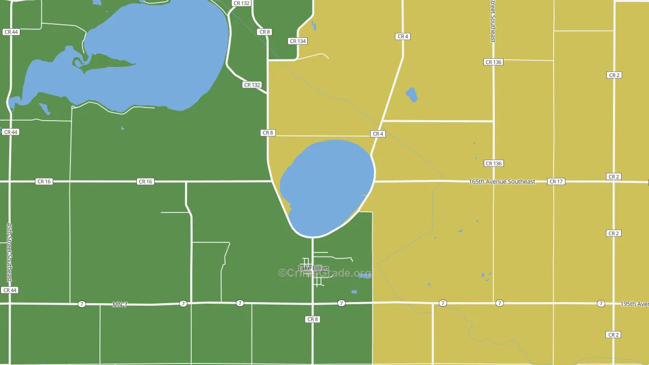 Lake Lillian, MN Map of Murder Rates