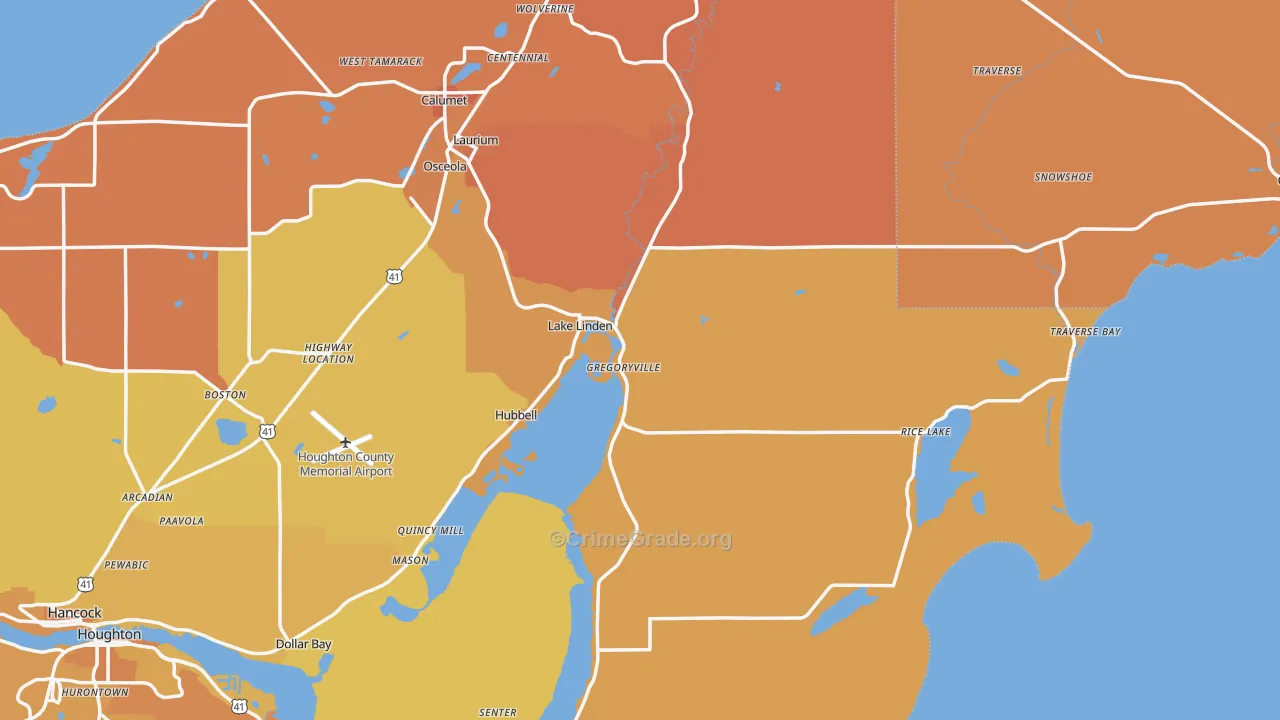 Lake Linden, MI Map of Murder Rates