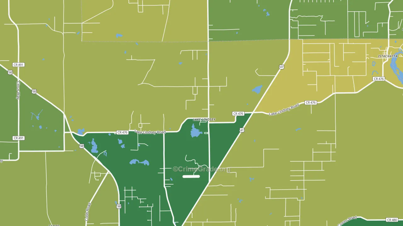 Lake Lindsey, FL Map of Murder Rates