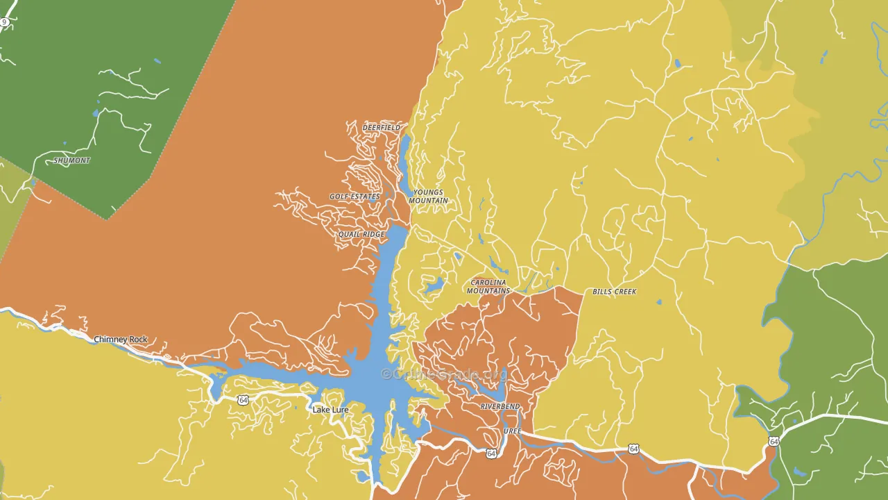 Lake Lure, NC Map of Murder Rates