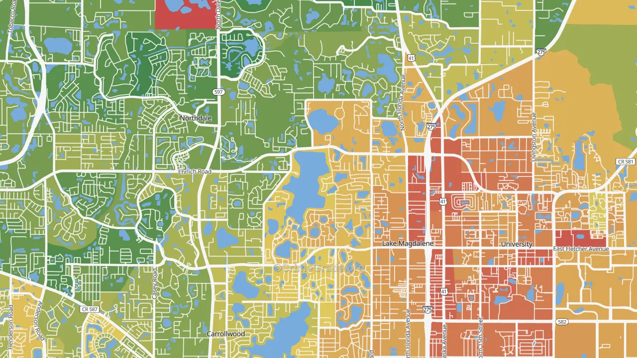 Lake Magdalene, FL Map of Murder Rates