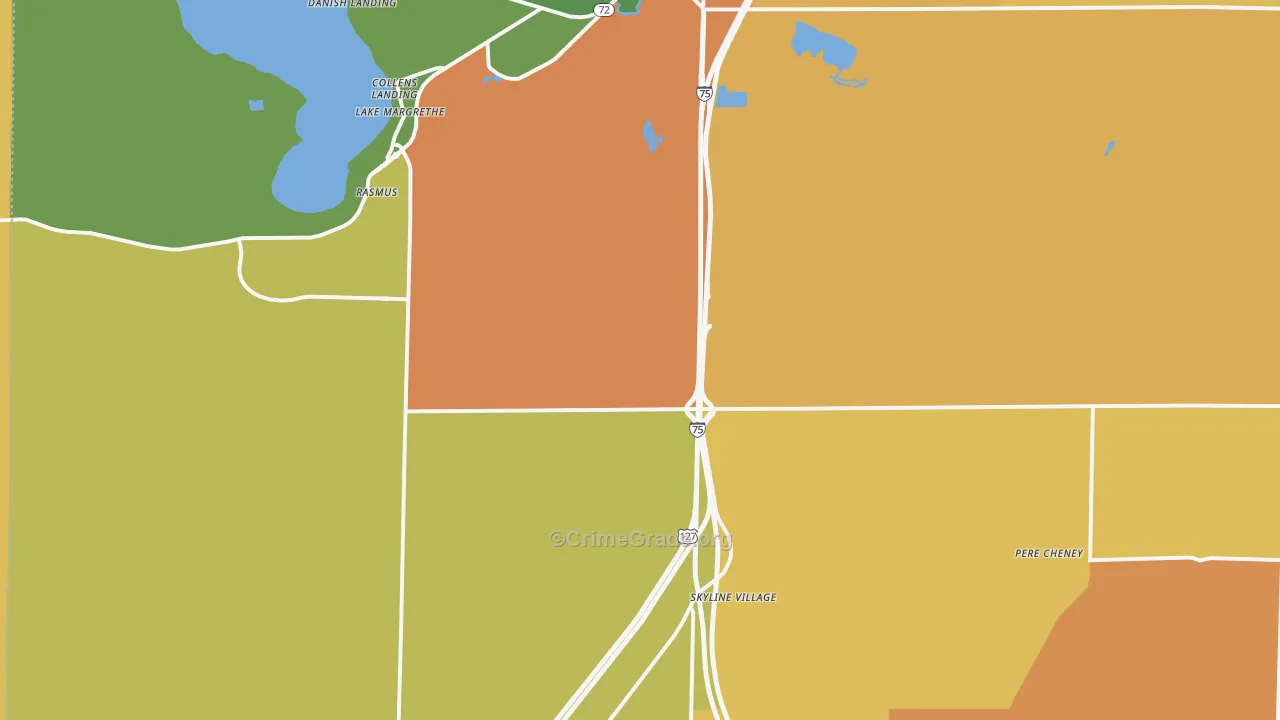 Lake Margrethe, MI Map of Murder Rates