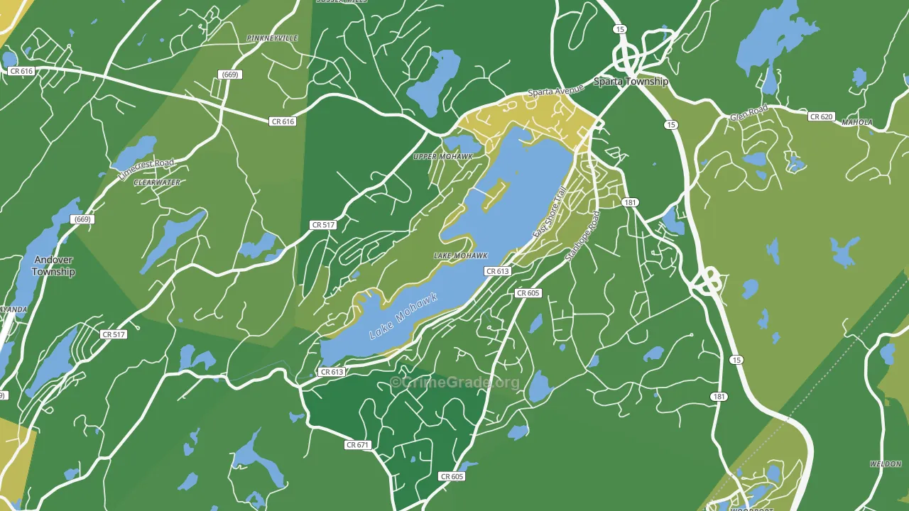 Lake Mohawk, NJ Map of Murder Rates