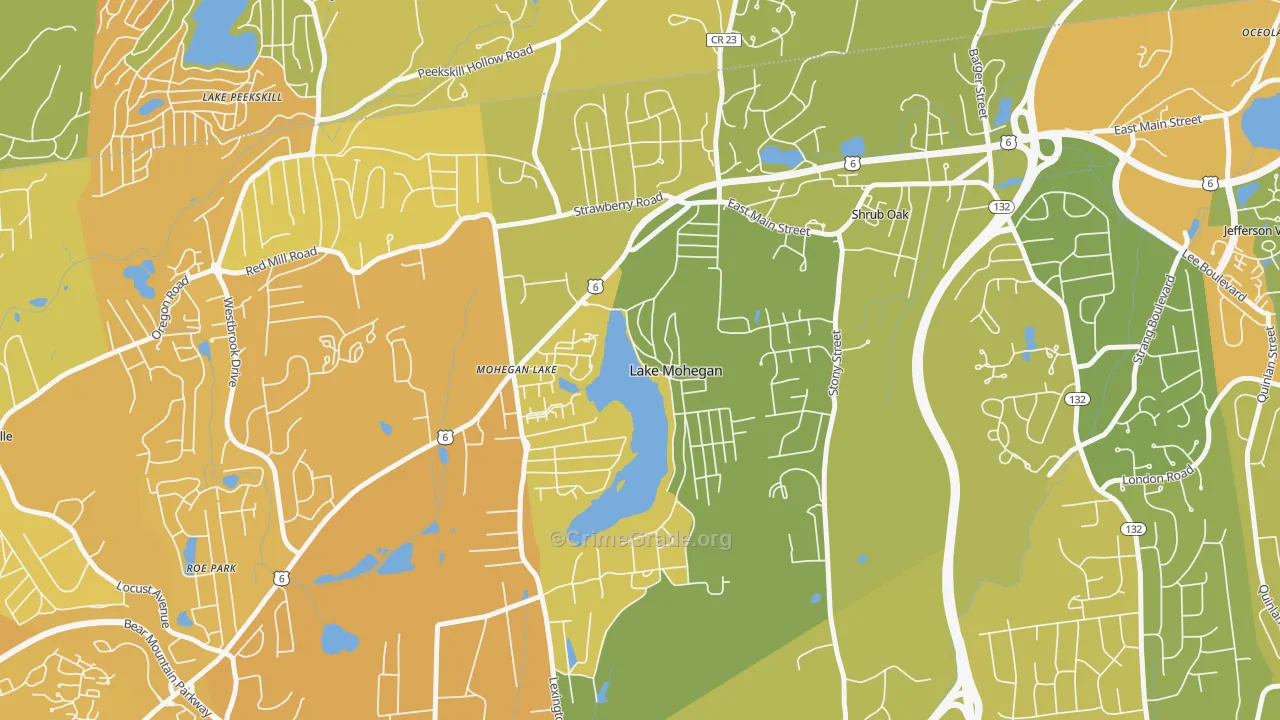 Lake Mohegan, NY Map of Murder Rates