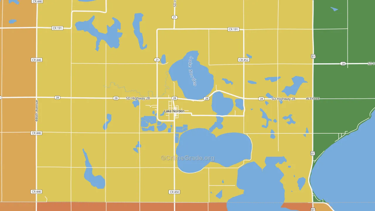 Lake Norden, SD Map of Murder Rates