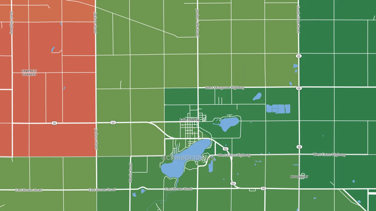 Lake Odessa, MI Map of Murder Rates