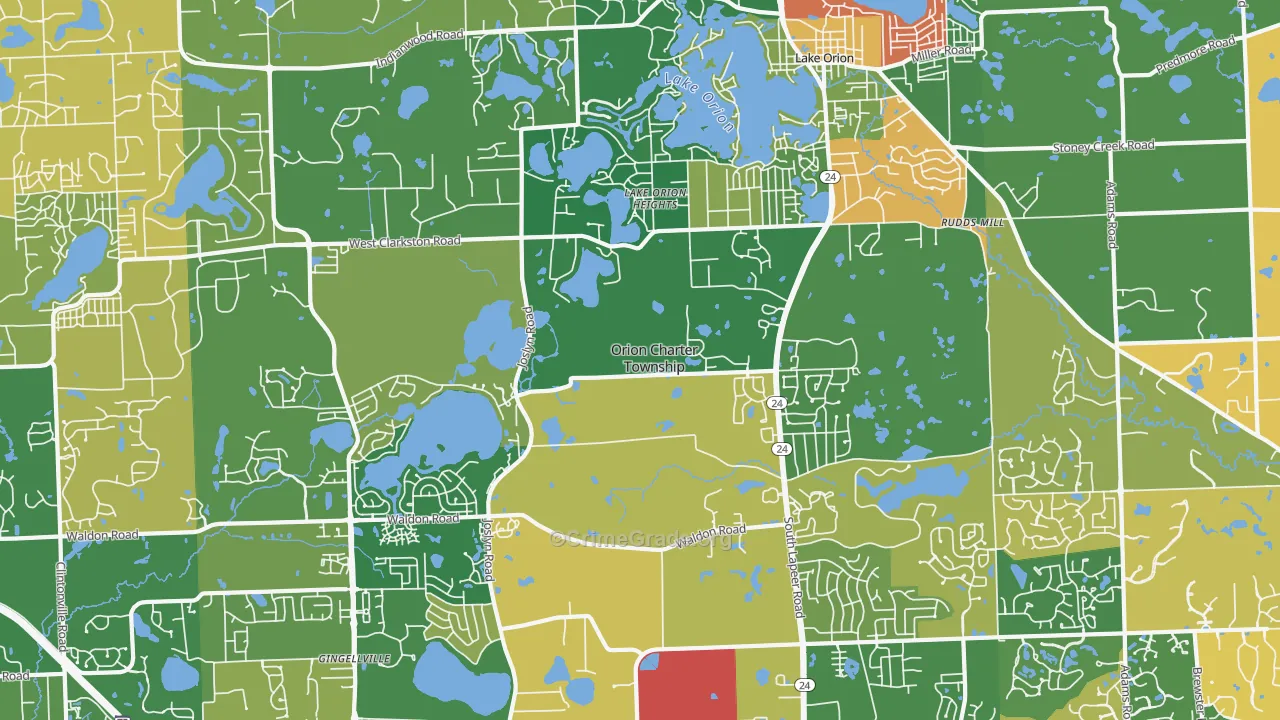 Lake Orion, MI Map of Murder Rates