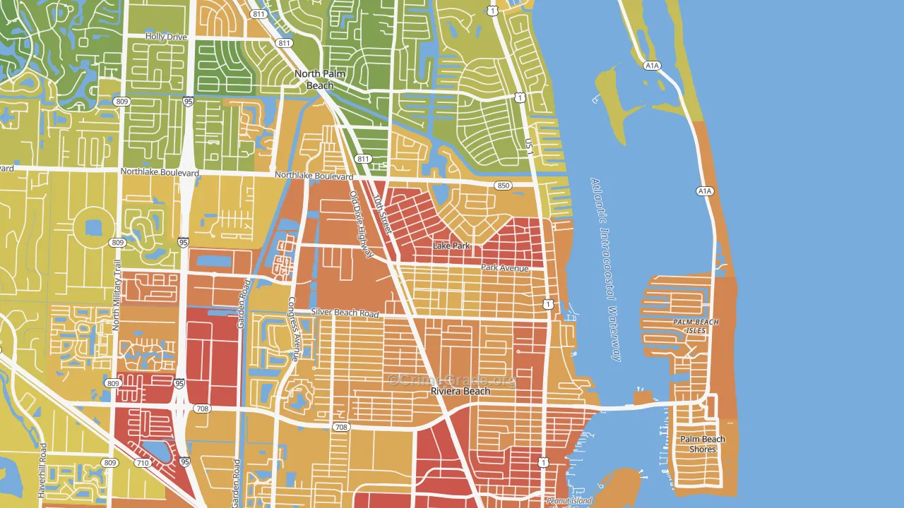 Lake Park, FL Map of Murder Rates