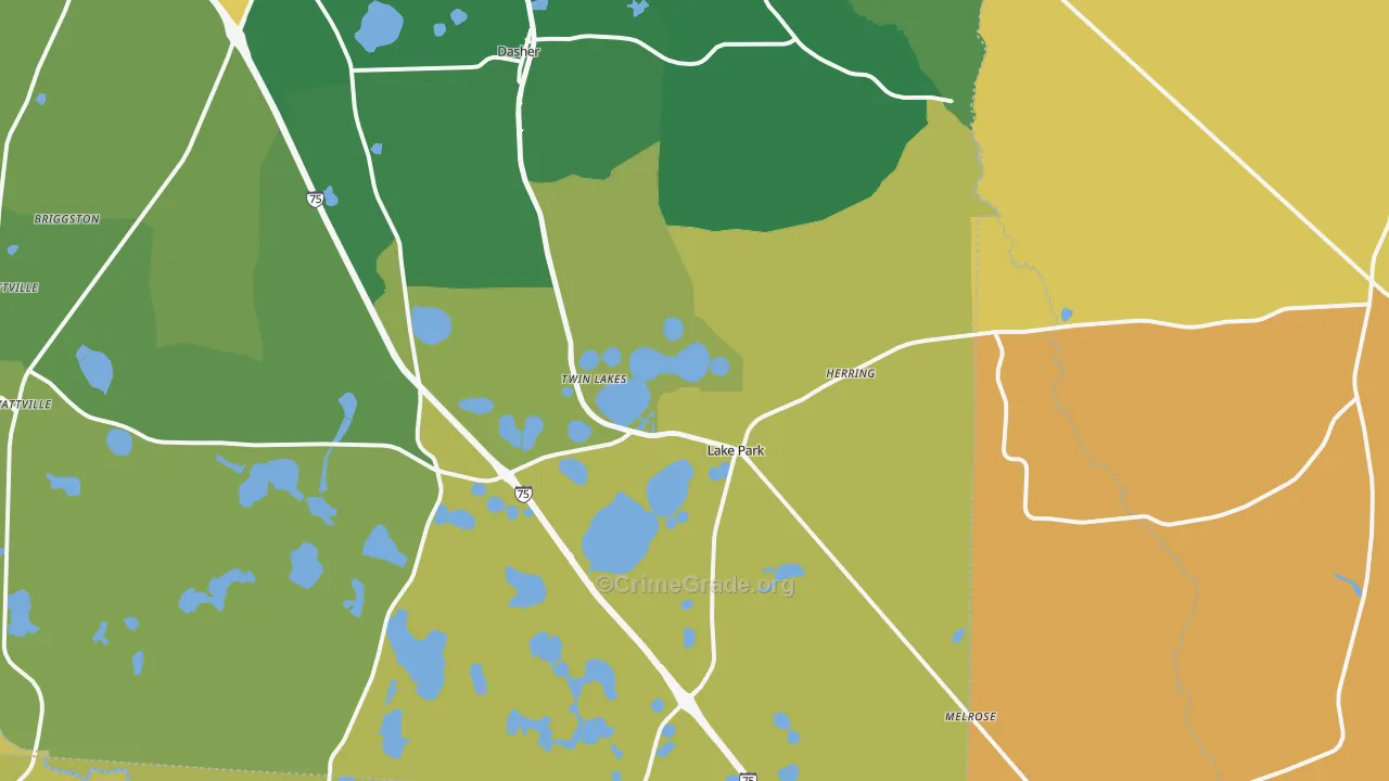 Lake Park, GA Map of Murder Rates