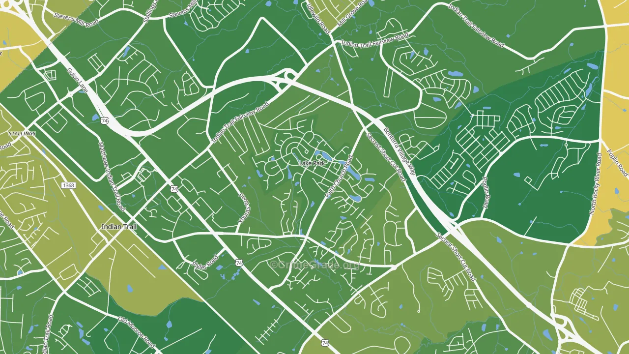 Lake Park, NC Map of Murder Rates