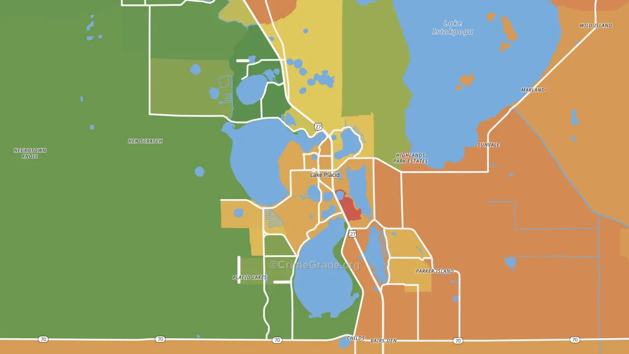 Lake Placid, FL Map of Murder Rates