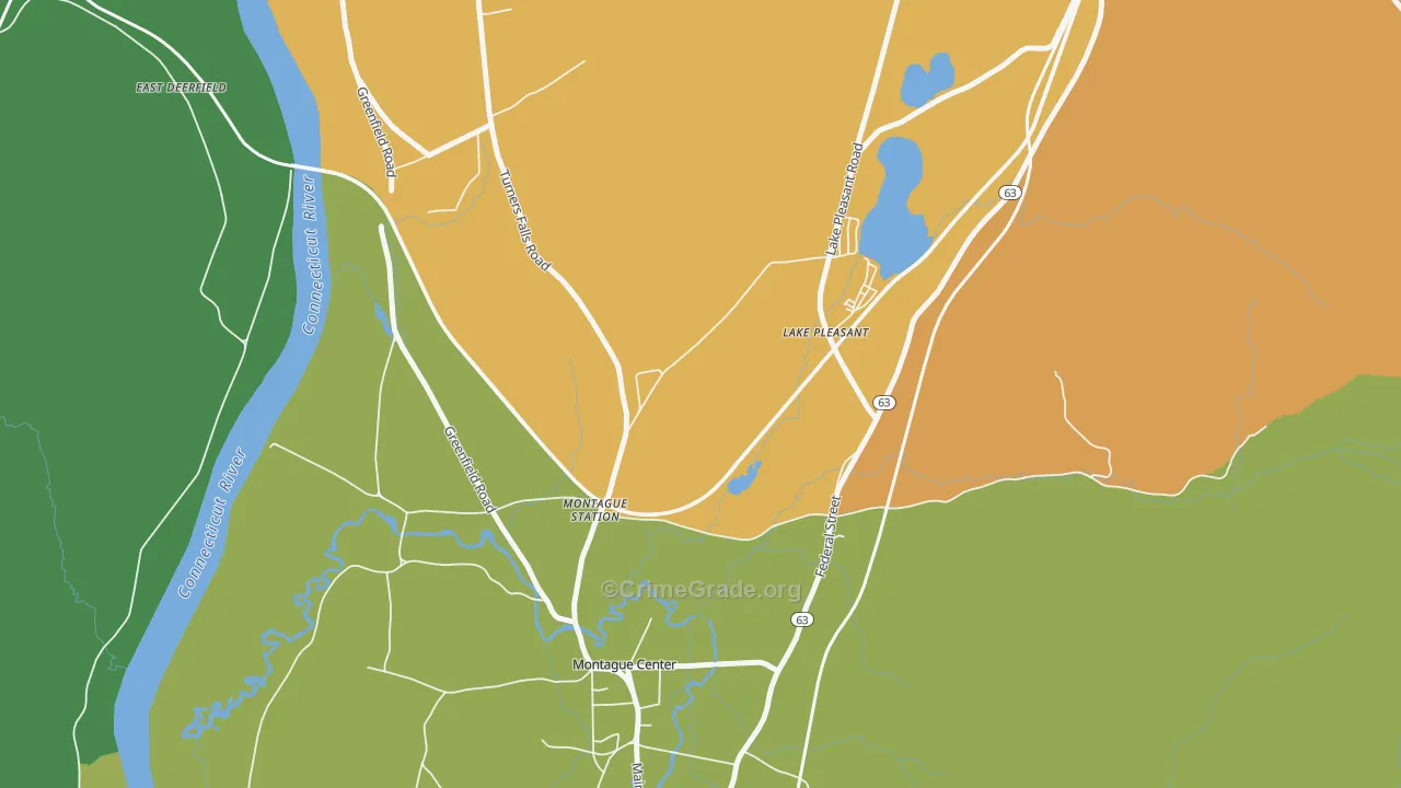 Lake Pleasant, MA Map of Murder Rates
