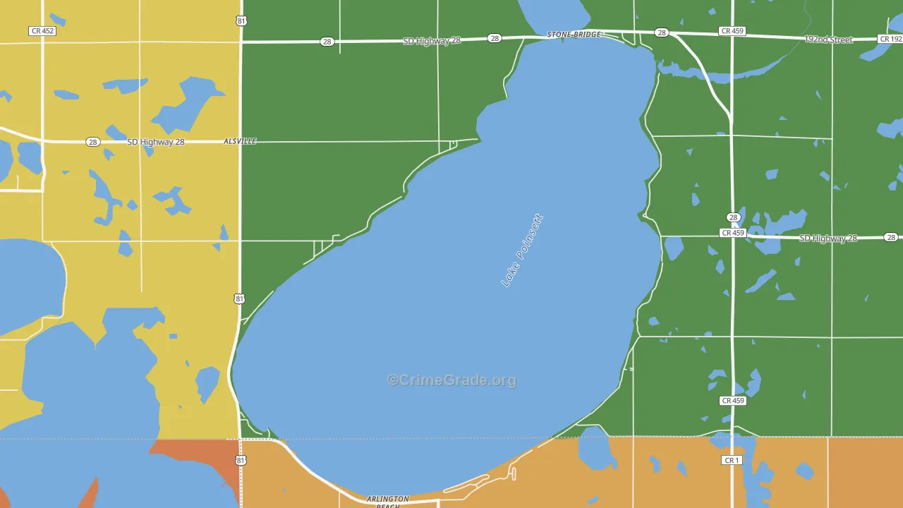 Lake Poinsett, SD Map of Murder Rates